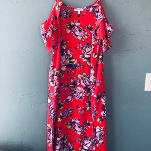 Midi floral sundress with flutter sleeves